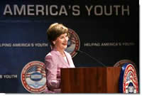 First Lady Laura Bush addresses conference attendees.